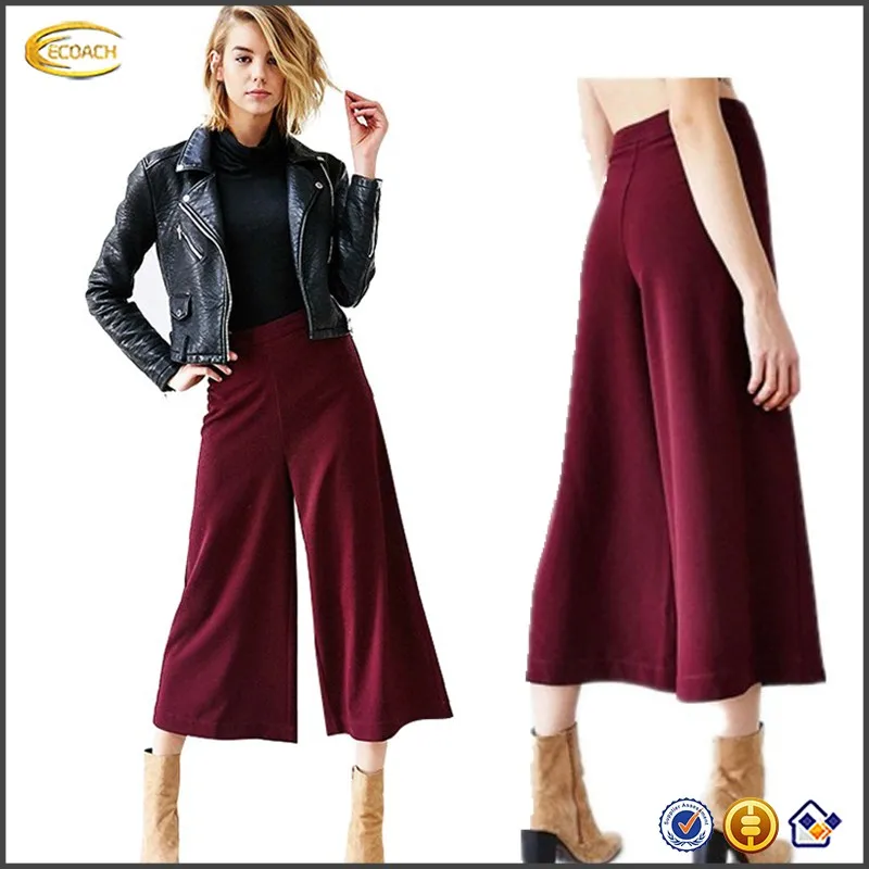 Para mujeres Cintura Alta Pierna Ancha PALAZZO Pantalones informales Pantalones Sueltos Culottes recortada