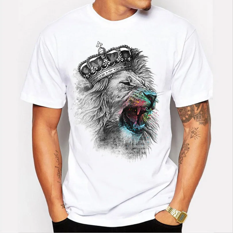 Custom Blank T-shirt With Printing Embroidery Design Print Lion Crown Mens Animal  Tee Shirt Tops - Buy Custom Animal Tee Shirt Stock T Shirt Custom Logo  Embroidery Tshirt Cotton Tops,China Factory Solid