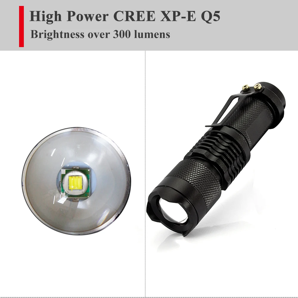 The best aluminum alloy full size aa zoomable mini LED edc flashlight in the world for emergency factory