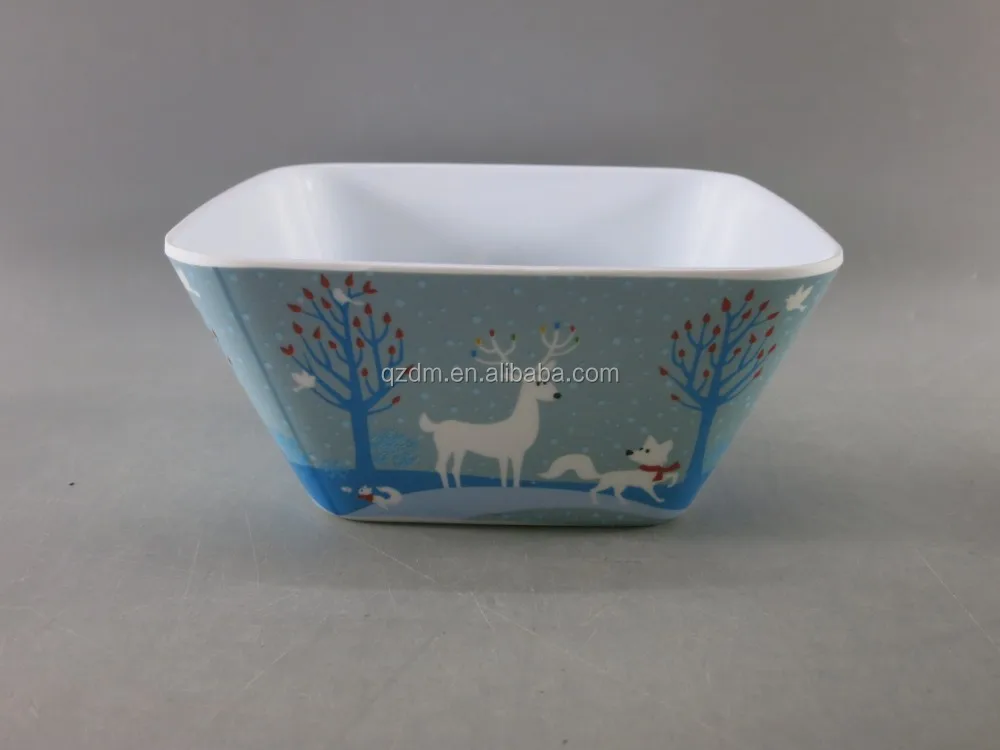6"Suqare Christmas Melamine Xmas Salad Bowl