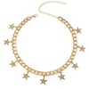 Hot Hippie Jewelry Street Beat Five-pointed Star Cuban Chain Choker Necklace for Women