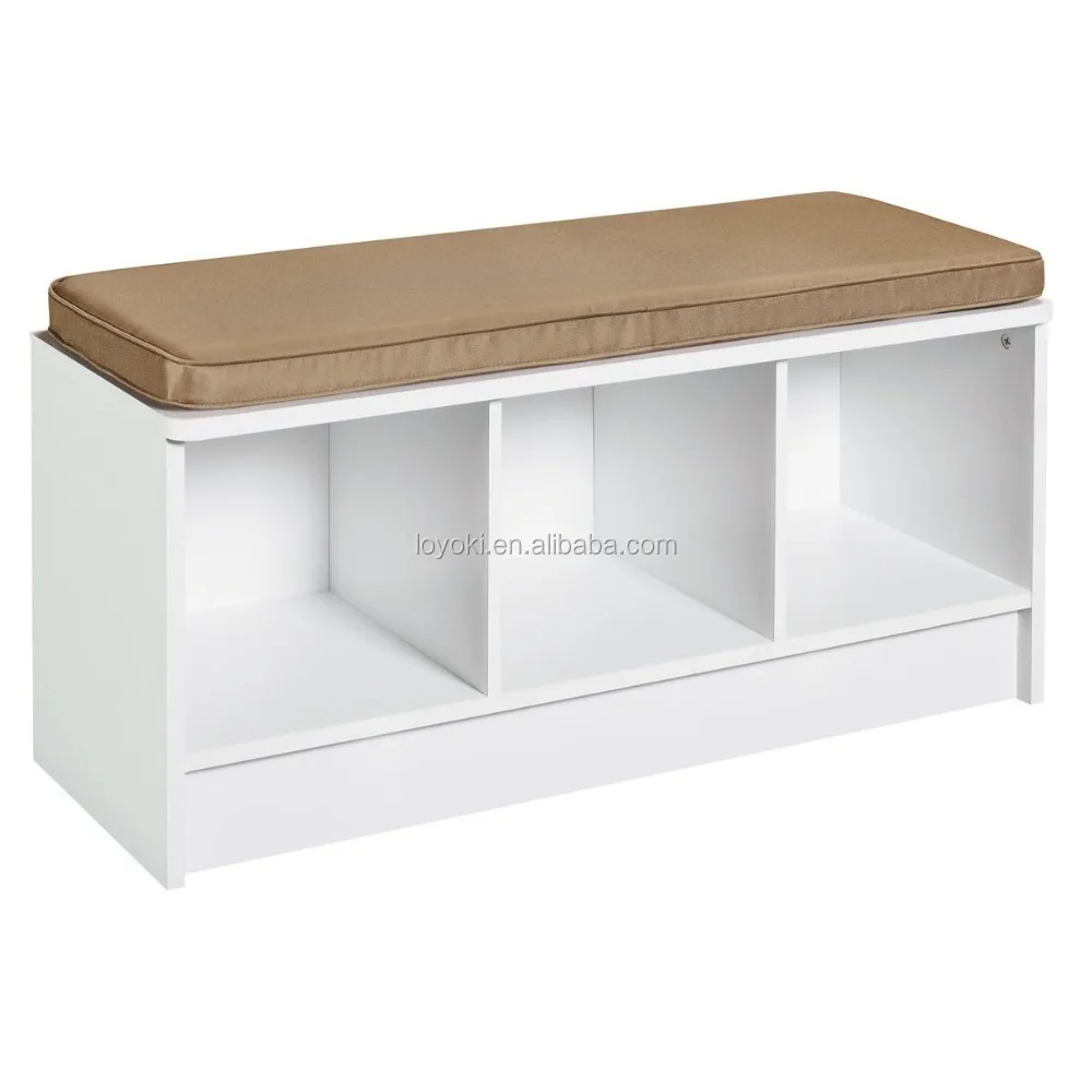 3 cube banc de rangement avec coussin siège mdf bois chaussures ...
