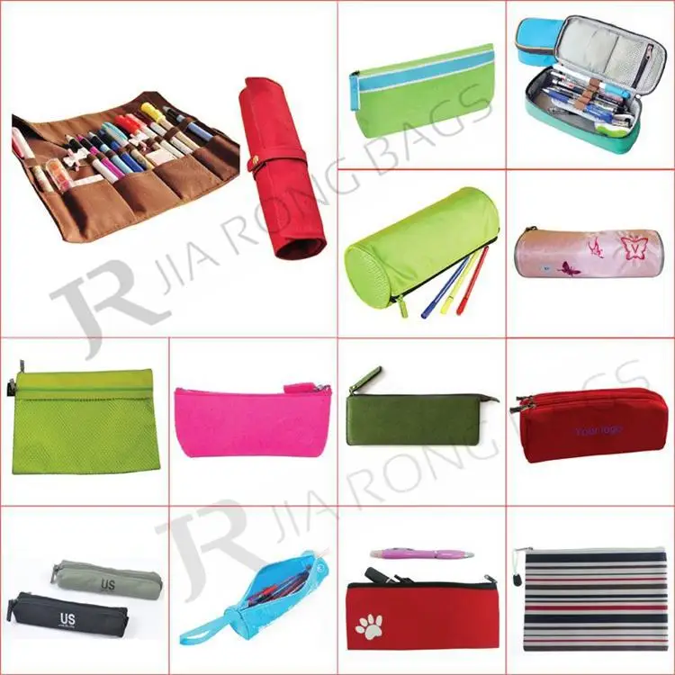 Customized Fashion College Student Snap Button Leather Pen Pencil Wrap Roll Case Holder Stationery