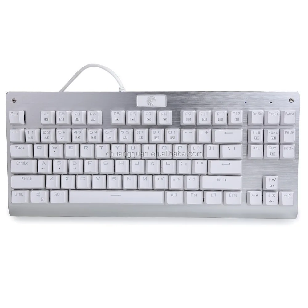 White Backlit Illuminated Mechanical Gaming Keyboard 87 Keys Outemu ...