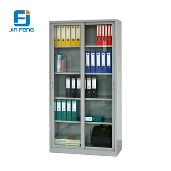 Full Height Steel Cupboard Glass Sliding Door File Cabinet With