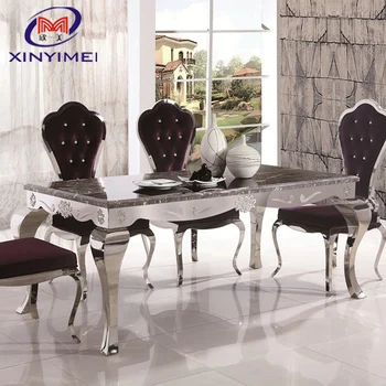 Upscale Stainless Steel Dining Table Designs For Hotel