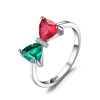 Nano Russian Simulated Emerald Created Ruby Ring 925 Sterling Silver Bow Tie 1.7ct Trillion Cut Gemstone From JewelryPalace