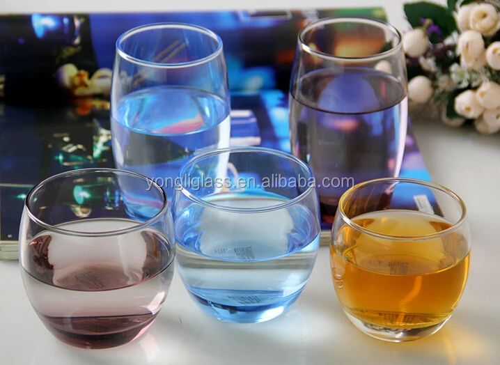 Hand blown high quality colored drinking glass , colored crystal whiskry glass ,round tumbler whisky glass cup