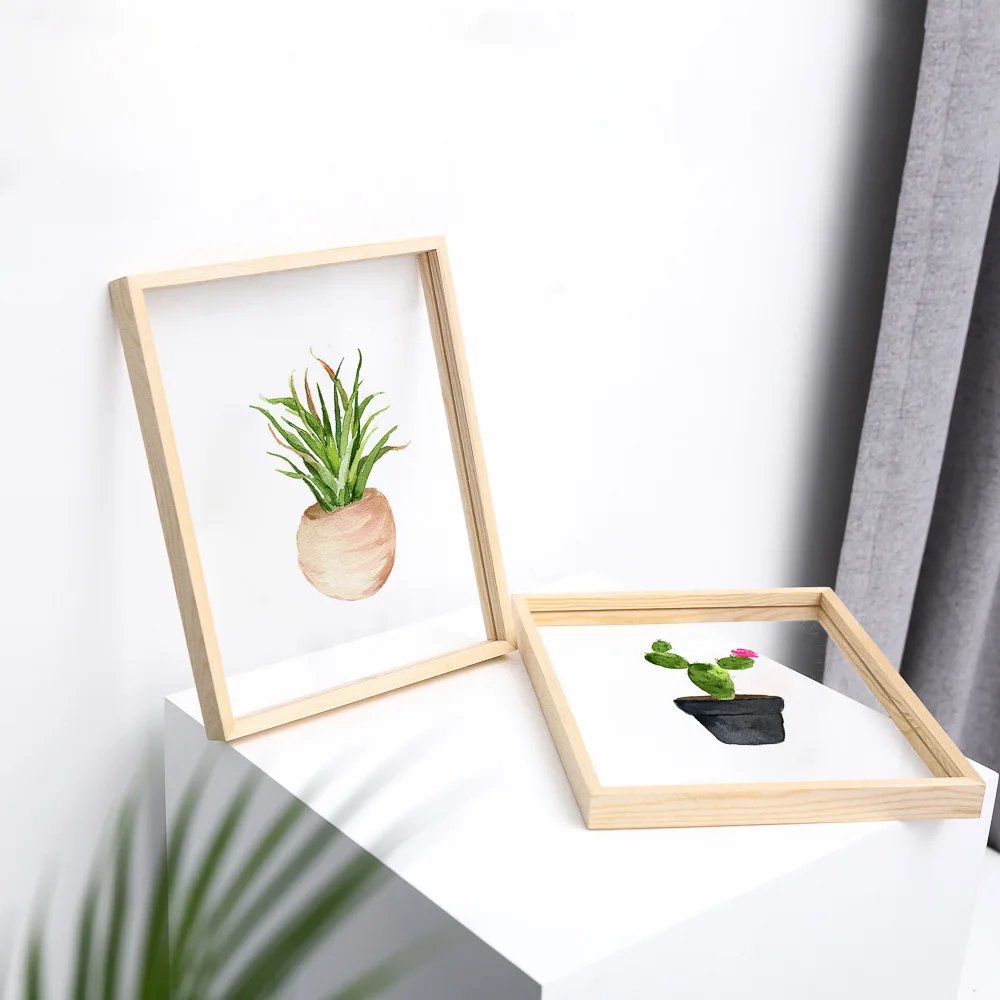 浮动显示图片艺术品黑色3d阴影双层玻璃框架 - buy picture frames
