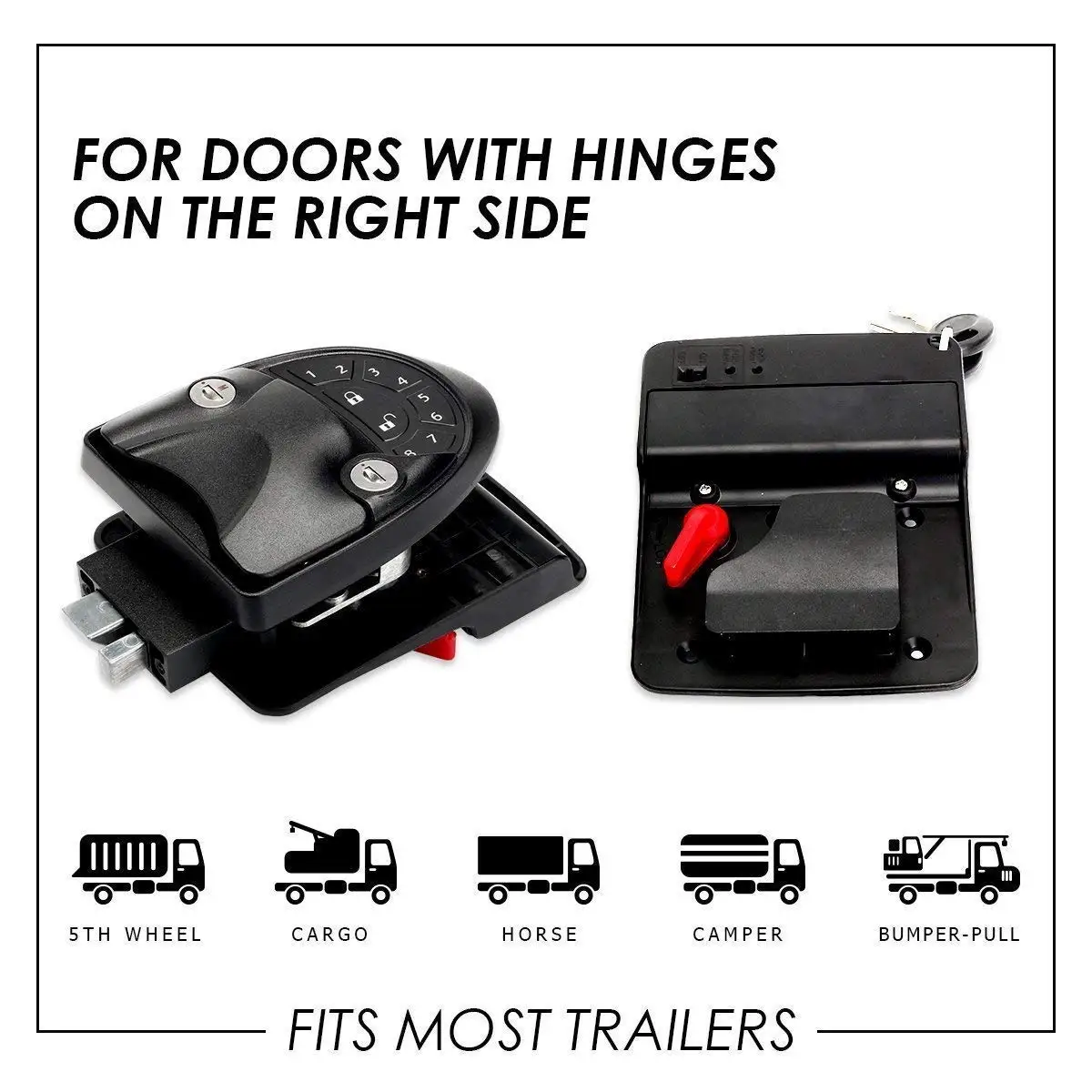 Rv Keyless Entry Door Lock Handle Latch,20meter Wireless Remote Control