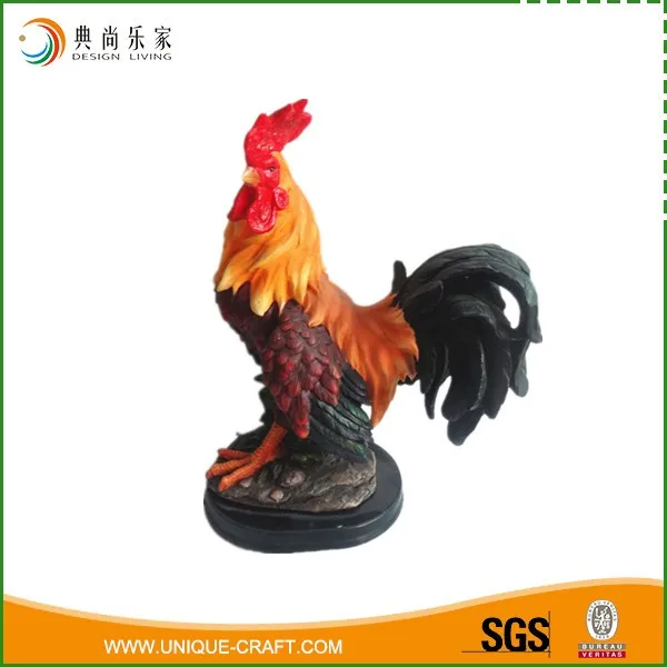 Antique style home decorative colorful statues resin rooster