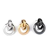 Gold Plated Circle Ring Linked Metal Earring Fashion Minimal Geometric Stud Earrings