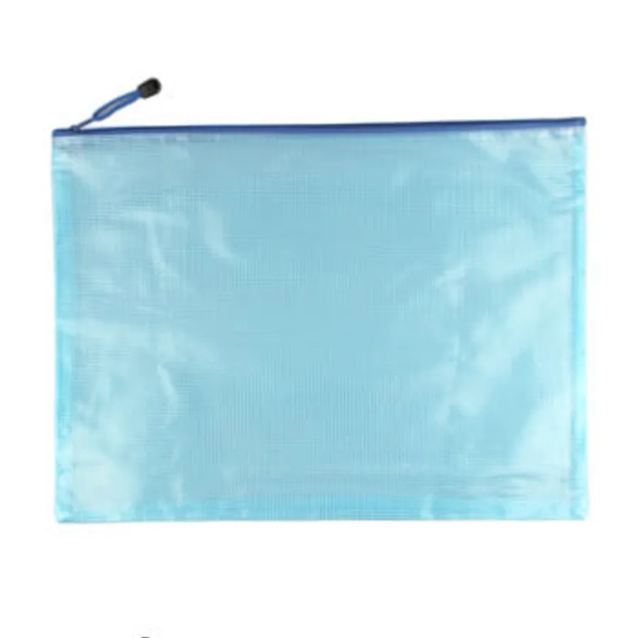 Soft Plastic Zipper Bags Closure Netting Exterior A4 Paper Files Bag