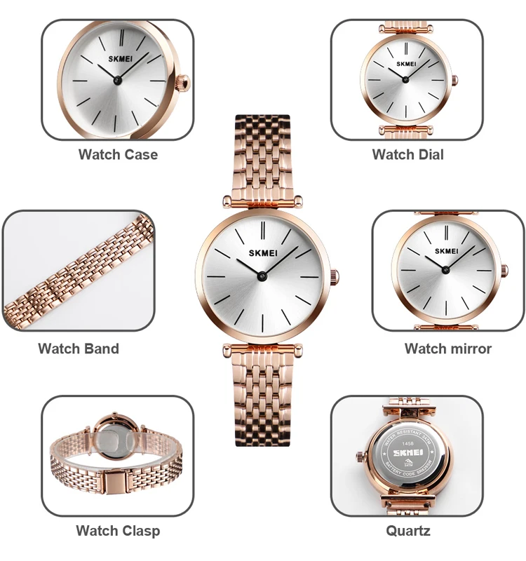 Cool Watches For Teenagers Skmei 1458 Rose Gold Mesh Watch Ladies