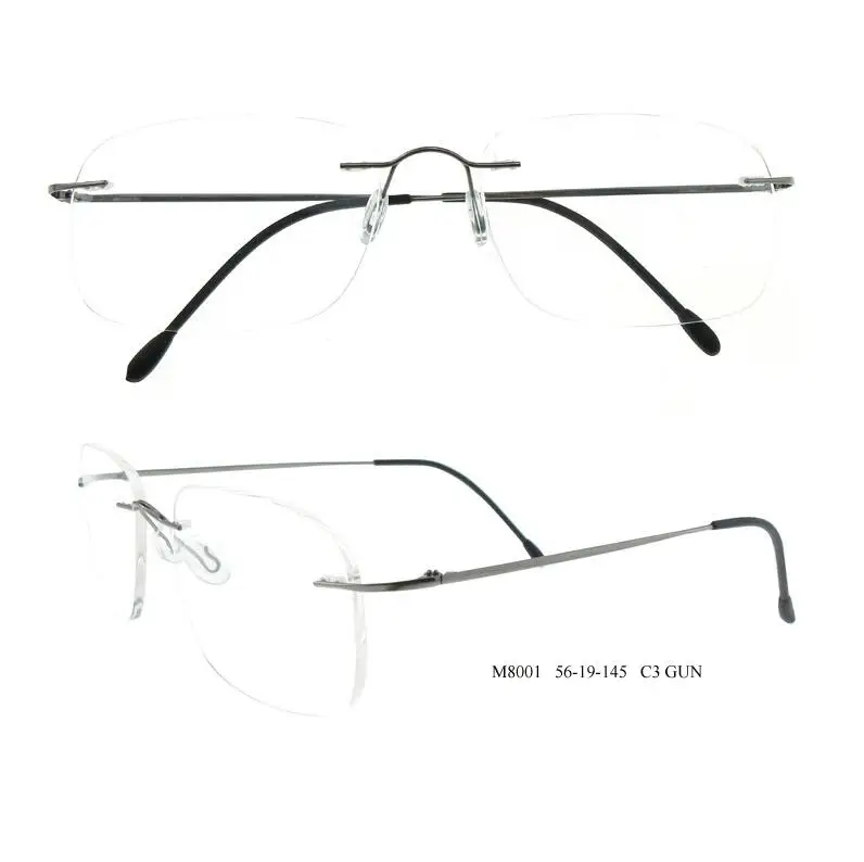 Titanium Dioxide Rimless Glasses Titanium Eyewear With Flexible Temple ...