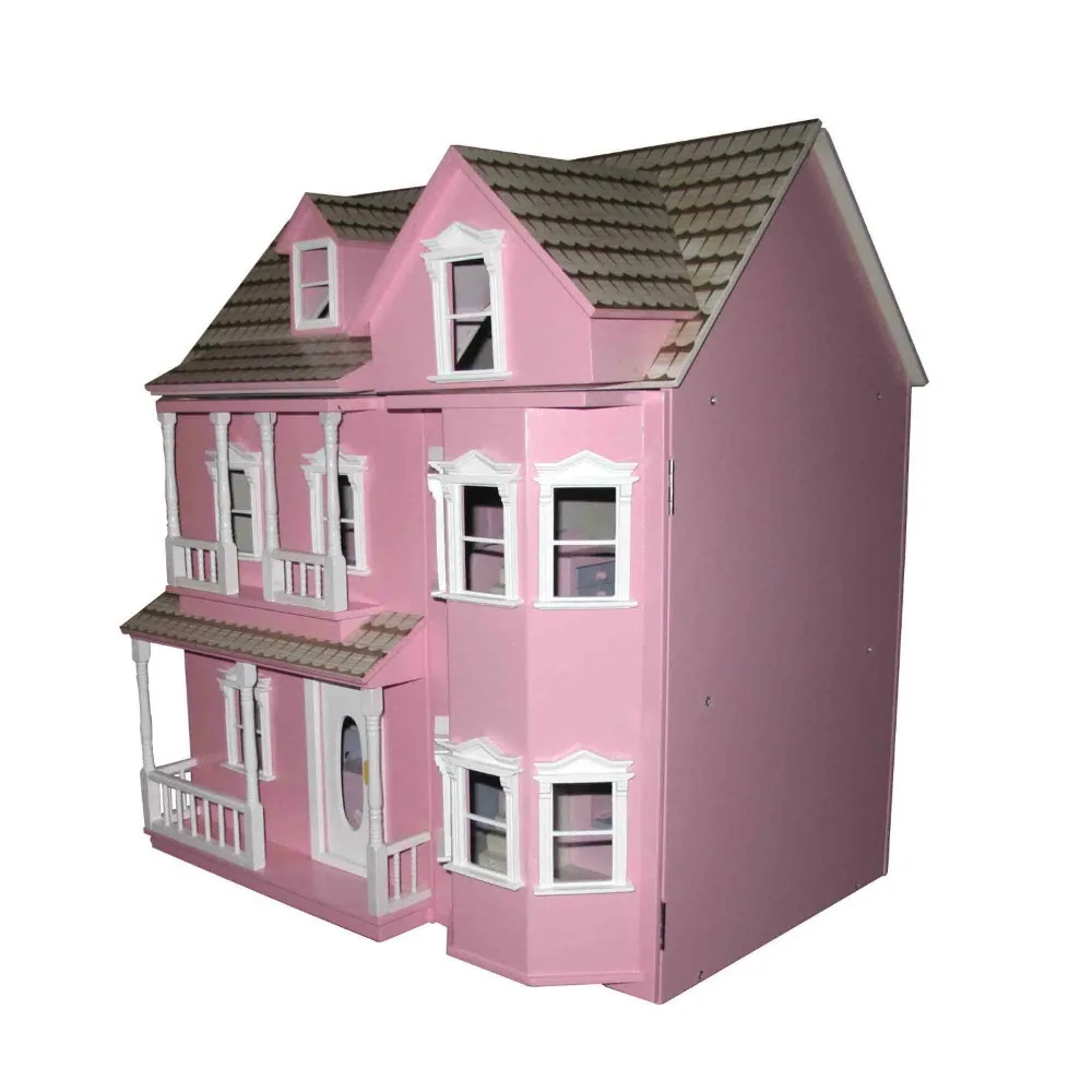 Beautiful Wooden Dolls House 1 12 Scale Pink Victorian Doll House