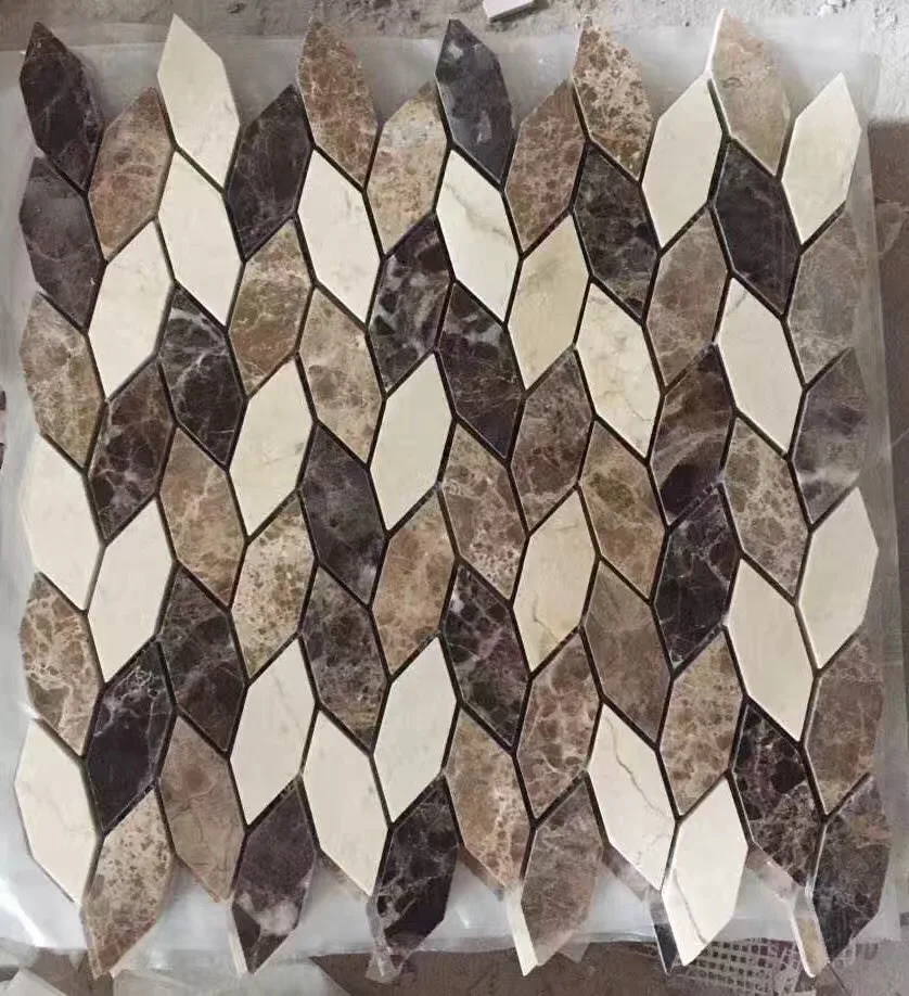 Foshan Ceramic City Colors Leaf Shaped Mosaic Marble Tile Backsplash