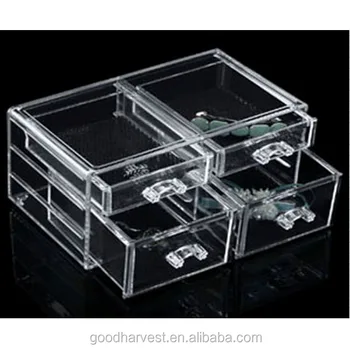 4 Drawers Plastic Clear Acrylic Cosmetic Countertop Makeup