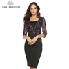Casual slim bodycon pencil dress half sleeves sequin embroidery dress for ladies