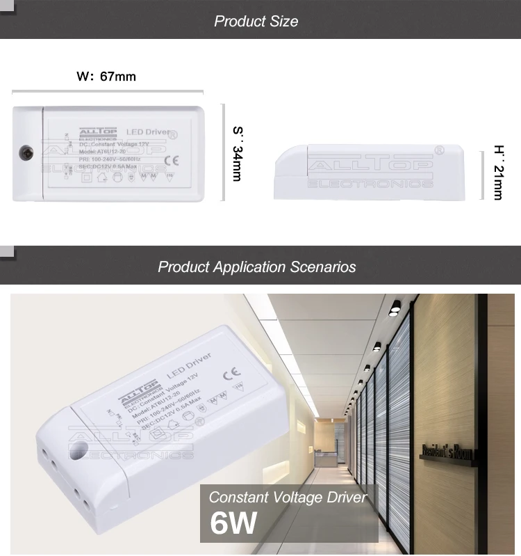 3 Year warranty constant voltage 500mA 6w led driver