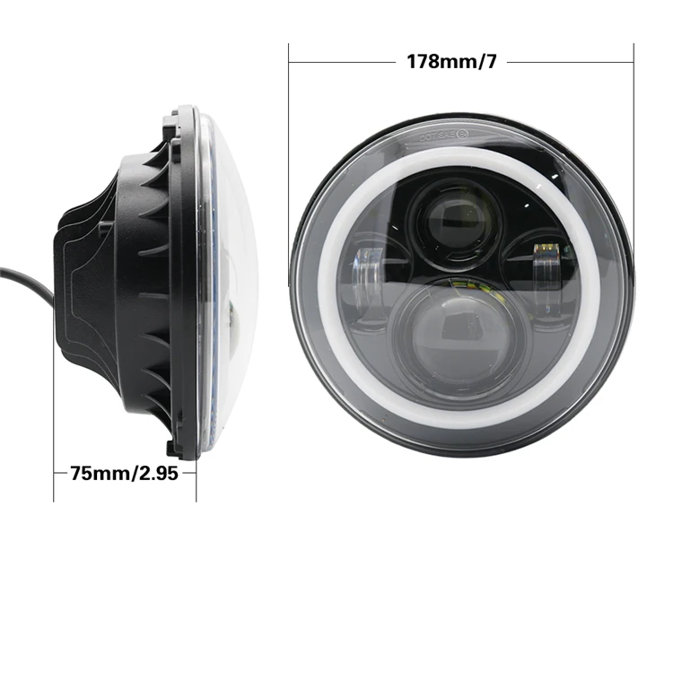 For Hummer H1 H2 Headlights 4" Led Fog Light + 7 Inch Round Headlamp