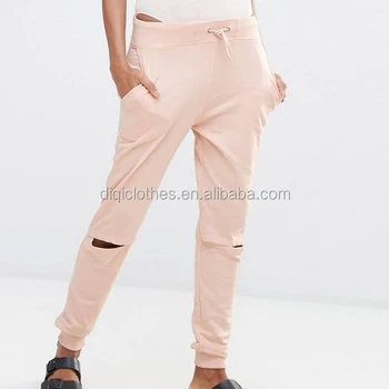 ripped knee joggers womens