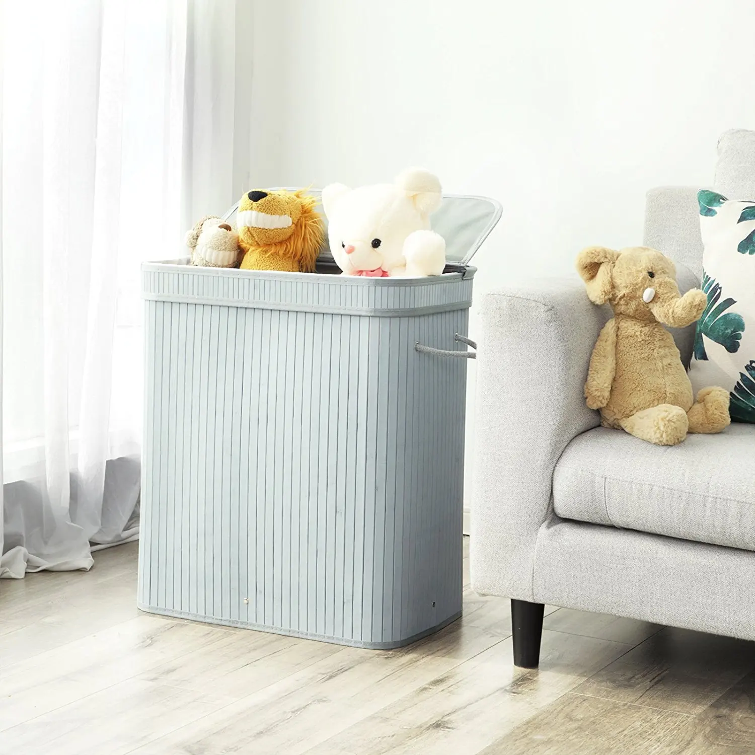 40*30*60cm Cheap Collapsible Bamboo Laundry Basket For Dirty Laundry