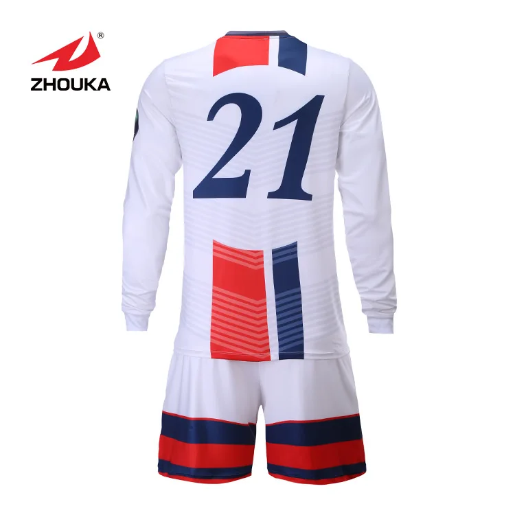 Wholesale Team Soccer Jerseys Design Sublimation Bulk White Long Sleeve
