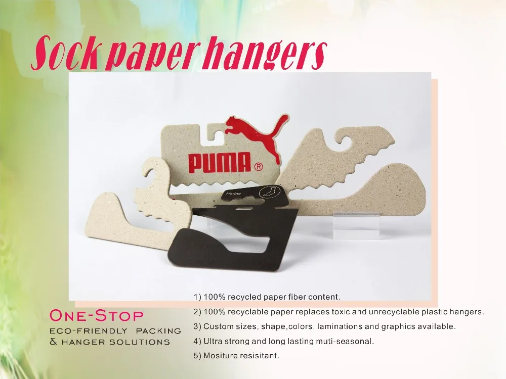 Eco Friendly 100% Recycled Cardboard Hooks Paper Socks Hanger Customized Size