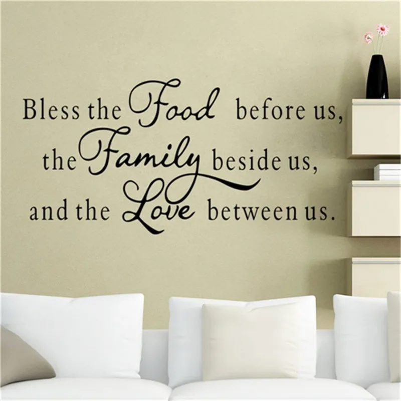 Colorcasa English Quotes Vinyl Wall Sticker Food Family Love Home Decor