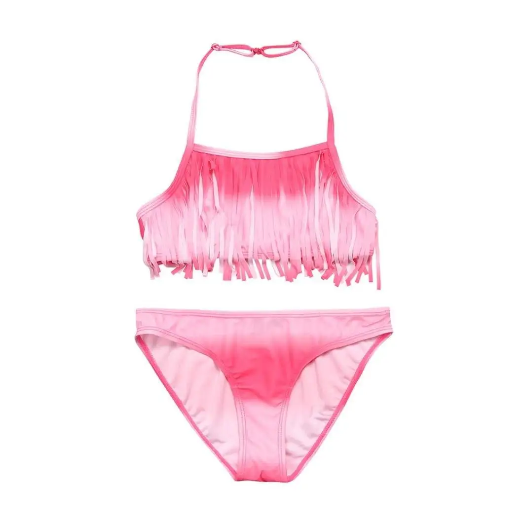 Swimsuit Baby Girls Infant Halter Solid Swimwear Bathing Bikini Skirt Set Elevin TM
