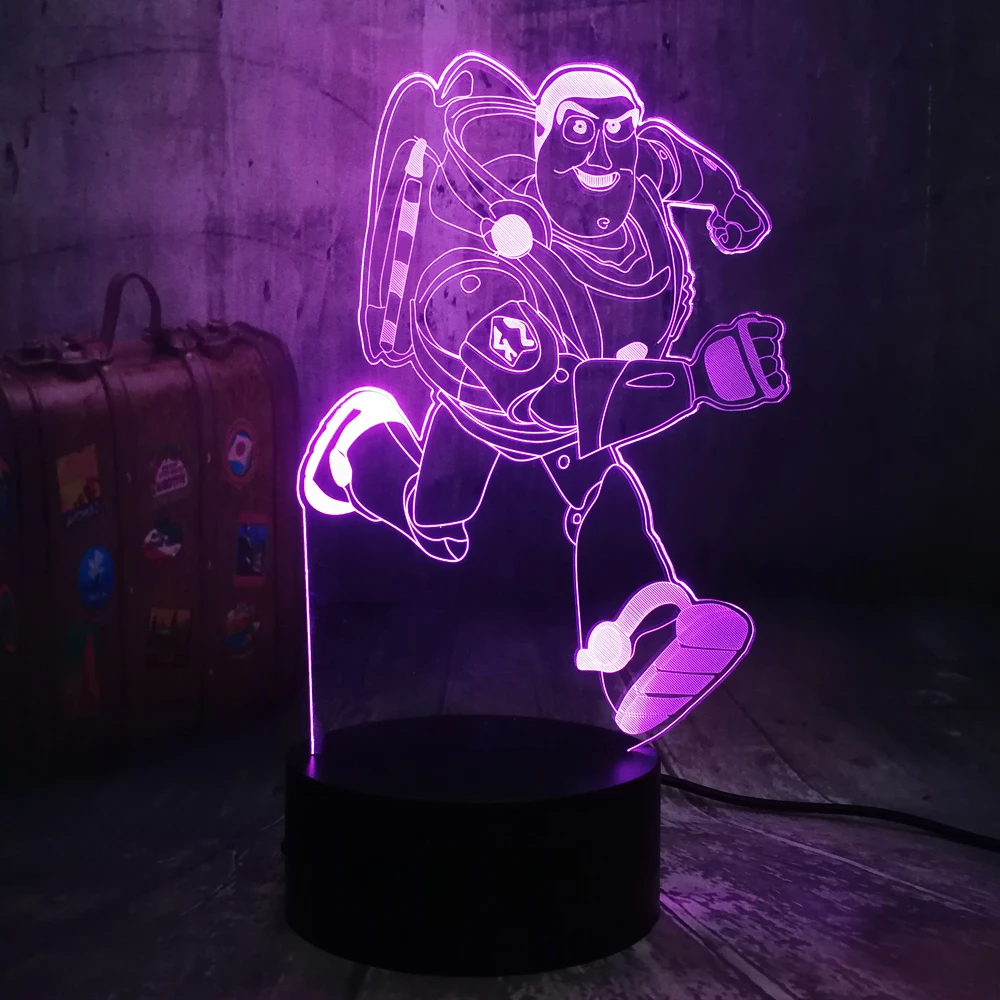 Remote Control Toy Story Buzz Light year 3D LED Lamp 7 Color Change RGB Lighting Teen Room Night Light Home Decor Child Gift