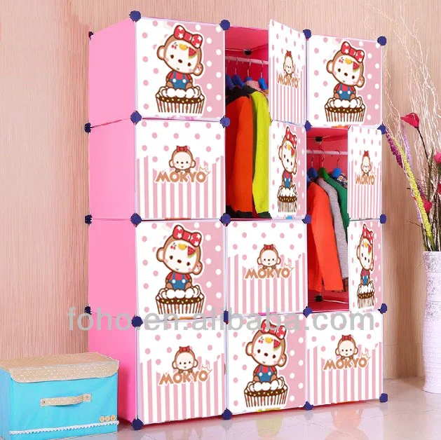 New Diy Free Assemble Eco Friendly Plastic Bedroom Kids Wardrobe