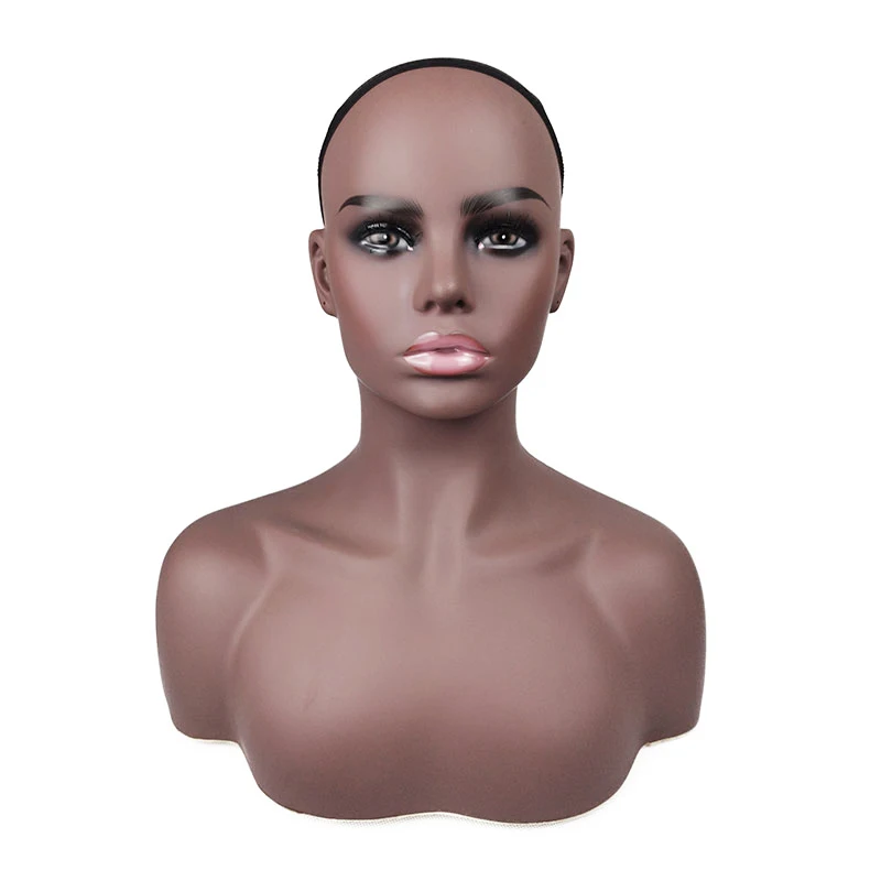 Black Plastic Mannequin Doll Head Mannequin Head Bald Wigs Display Afro ...