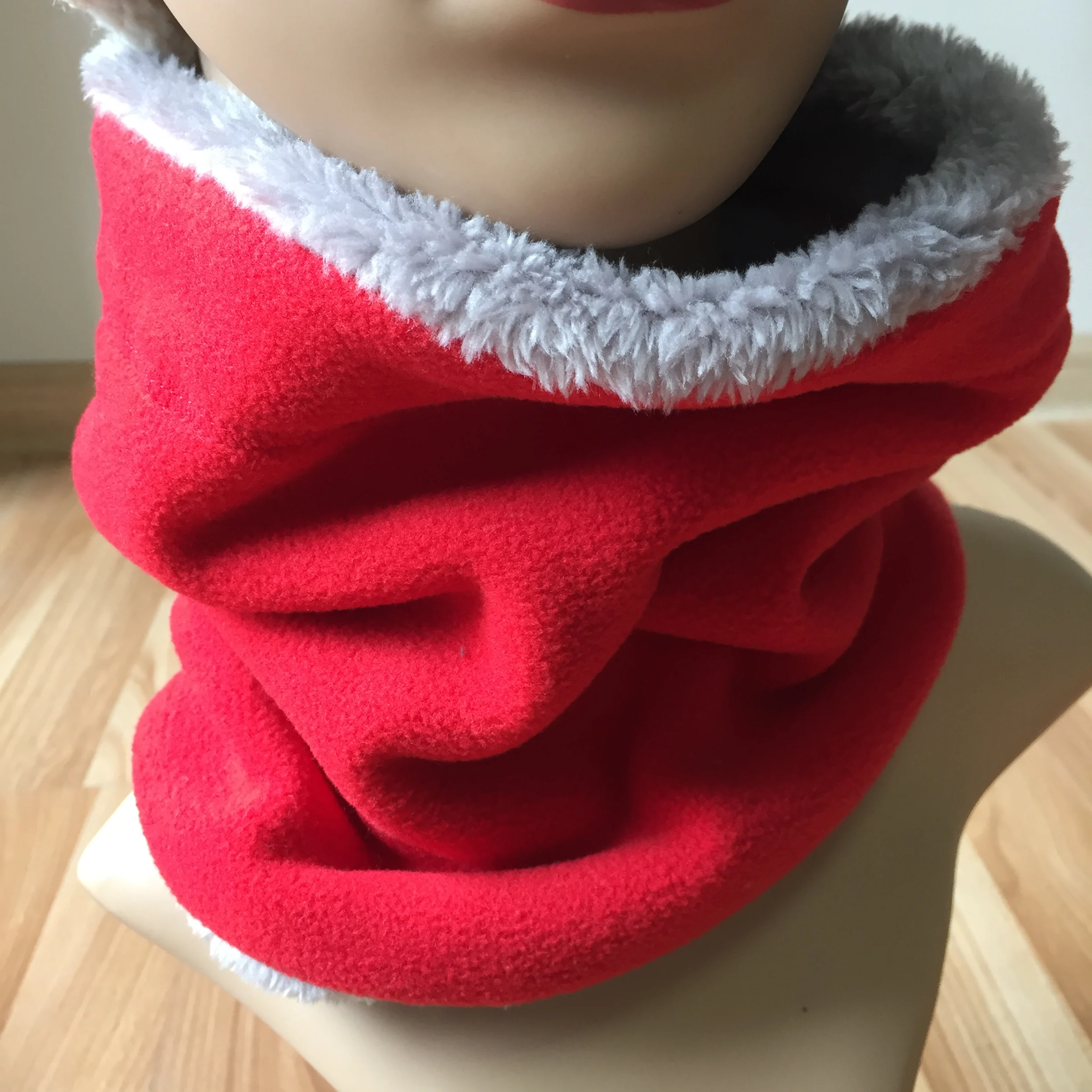 Winter New Double Layer Neckwarmer Scarf Fleece With Sherpa Lining