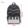 Black Oxford Music Notes School Backpack