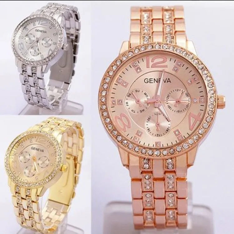 Wholesale High Quality Geneva Diamond Watches Ladies Wristwatch - Buy ...