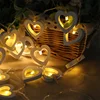Valentine Day Gift Decorative Lantern LED Wooden Loving Heart Pendant Lamp String
