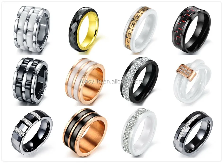Mecylife Fashion Stainless Steel Yellowish Stripe Ring Boys Gold Rings ...