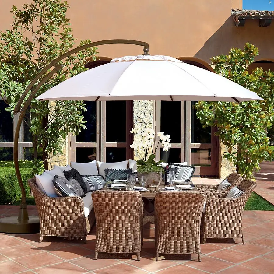 Hot sale garden patio furniture outdoor rattan dining table and chairs with rattan sofa