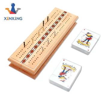 Rubber Wood Cribbage Board With Storage Cards And Metal Pegs Buy