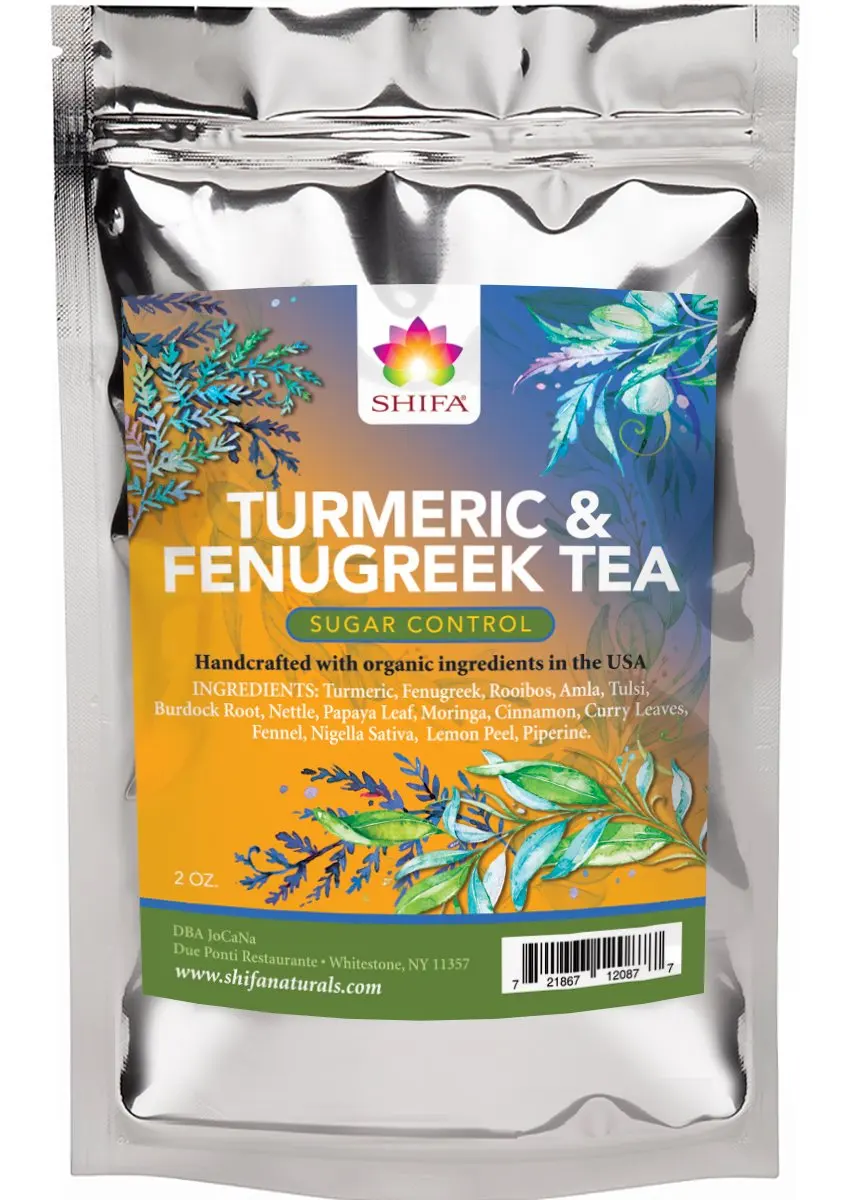 Shifa Sugar Control Tea (Turmeric and Fenugreek): Herbal Formula for Sugar Balance and Metabolism with Phytonutrients and Antioxidants — 1.75 oz.