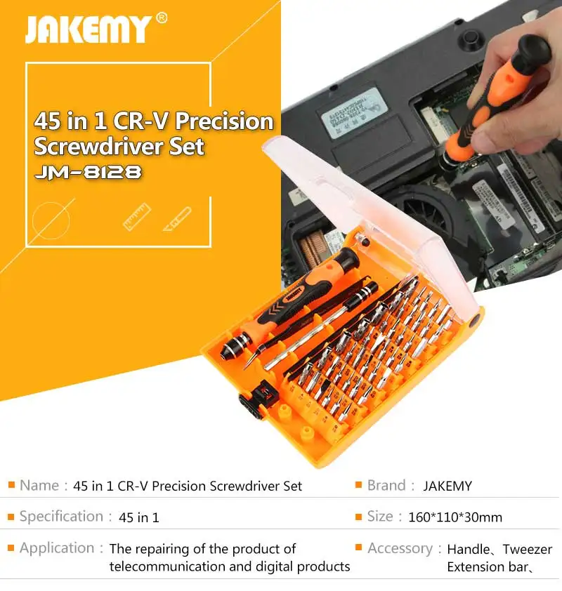 JAKEMY 45 IN 1 Precision Screwdriver CR-V Drivers DIY Hand Tool Kit All in One Set  for Computer Mobile Phone Gamepad