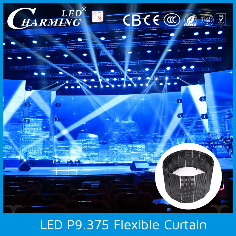 Big outdoor screen P37.5 concert used soft led curtain display outdoor rental led curtain display