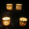 Home Decorative White ceramic candle jar and with wooden lids for Scented candle