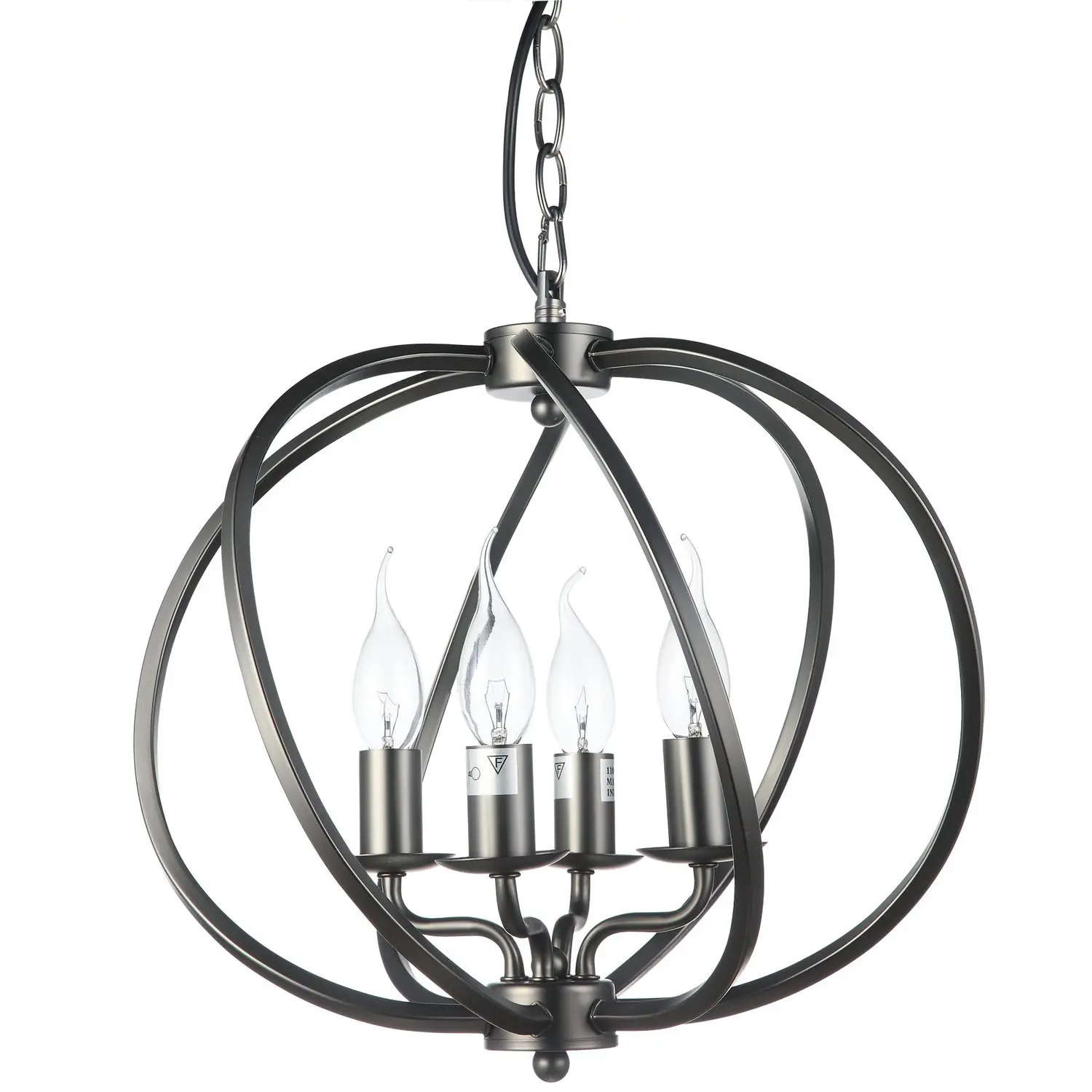 VONN VTC31104BZ Transitional 16" Led Chandelier, Industrial Globe Chandelier Lighting with LED Filament Bulbs, Adjustable Hanging Light, Sargas Collection, 15.74" x 14.17" x 45.67", Architectural Bronze