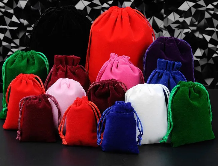 Promotional Drawstring Velvet Bag Custom Logo Printed Drawstring Pouch Packaging Fabric Gift Bags