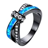 CZ Geometric Opal Gem Silver Rings for Women Wedding Jewelry R128