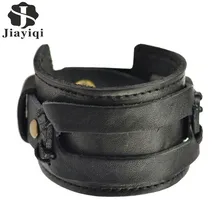 2015 Fashion Retro Black & Brown Wide Leather Bracelets All-match Punk Bracelet Men Fine Jewelry Wholesale