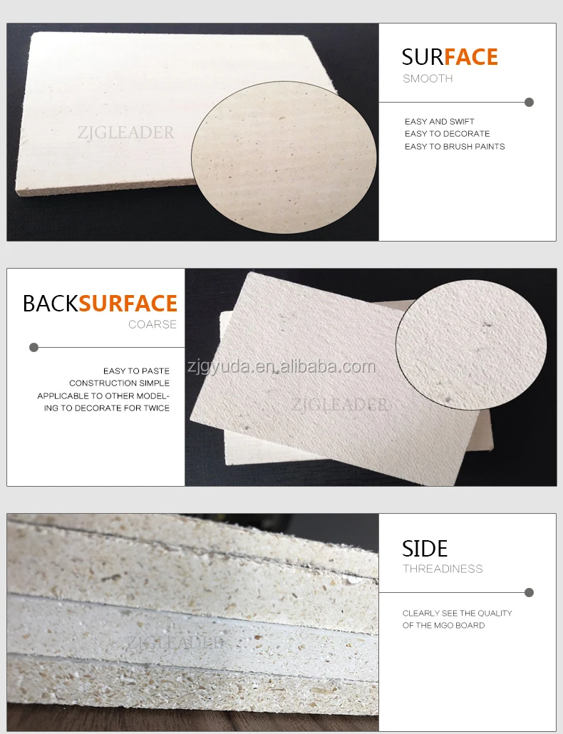 Mgo Fireproof Board Magnesium Oxide Board With Wood Grain Surface for Partition, Wall Panel